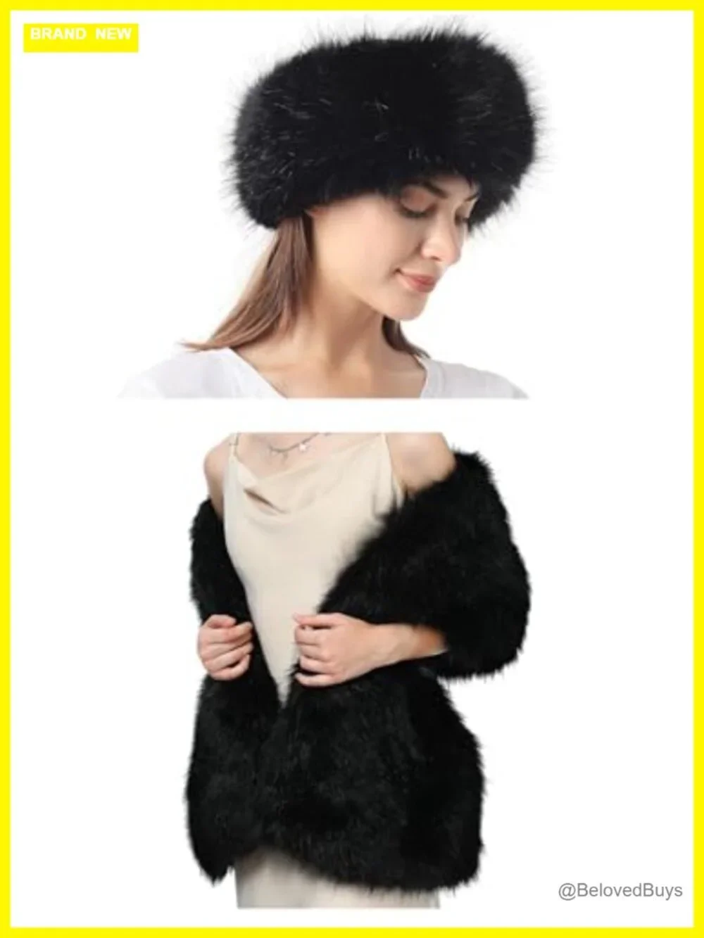 Faux Fur Headband and Shawl Collar Scarf Set